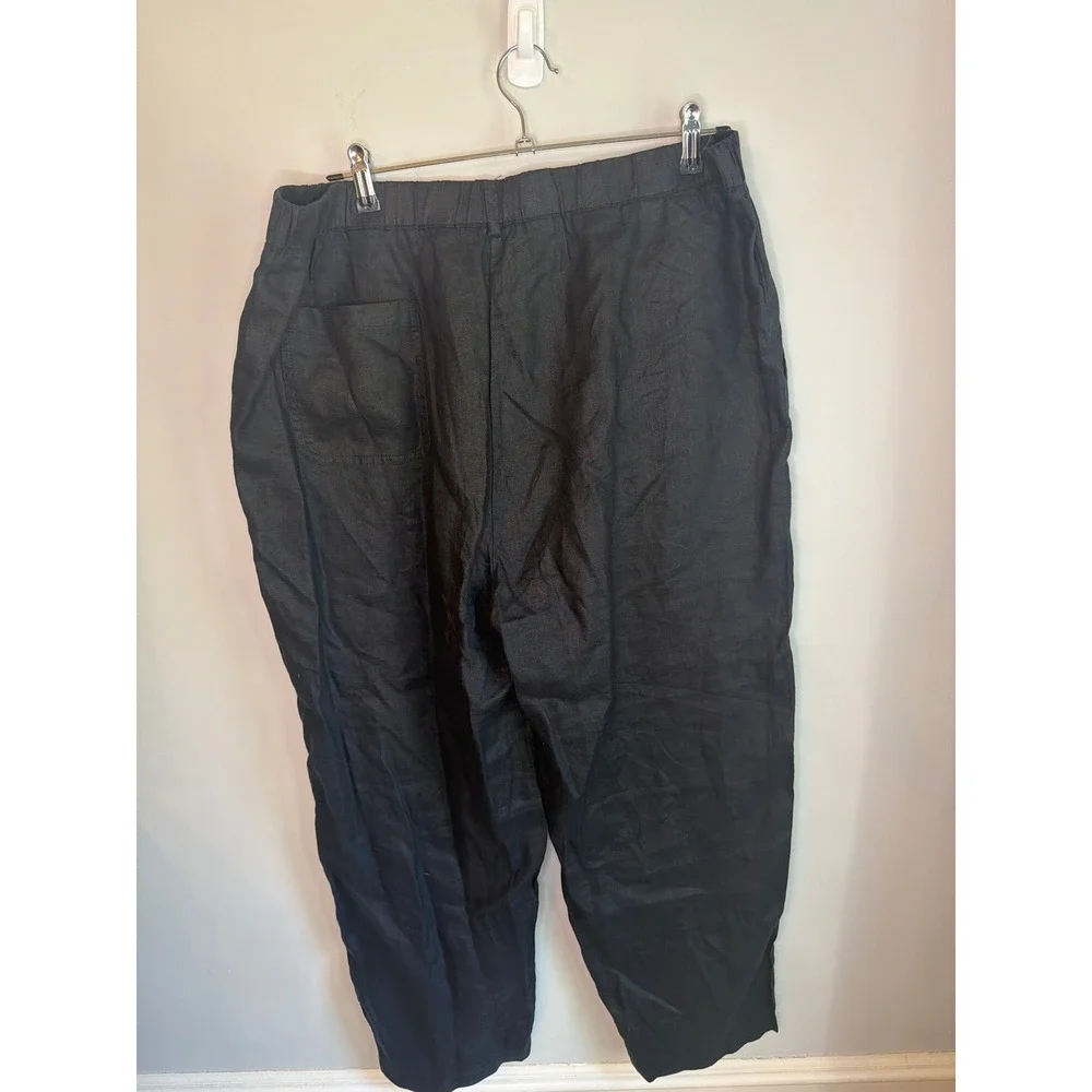 Quince‎ Black 100% European Linen Elastic Waist Pants XL NWT
